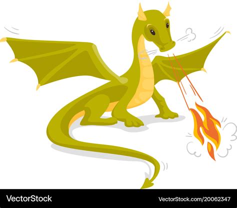 Green magical dragon breathing fire Royalty Free Vector