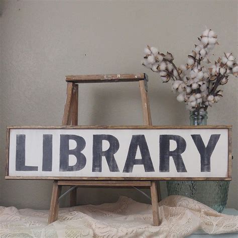 Library Sign Library Decor Wood Library Sign Horizontal - Etsy ...