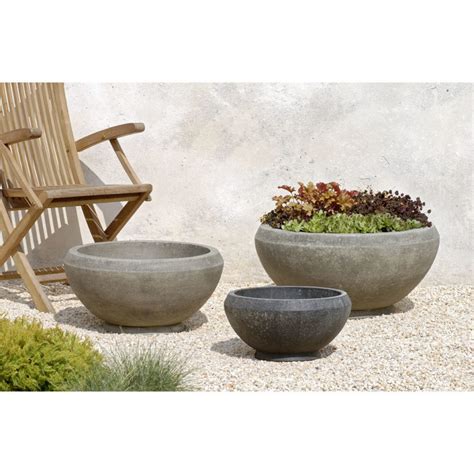 Cast Stone Low Zen Bowl Planters Medium Kinsey Garden Decor