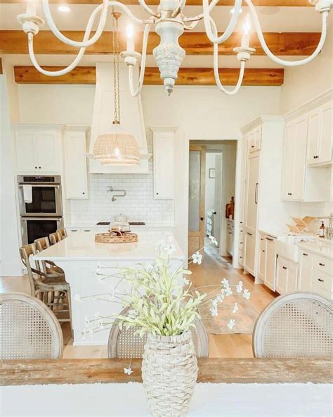 All White Kitchen Ideas With Wood Beams - Soul & Lane