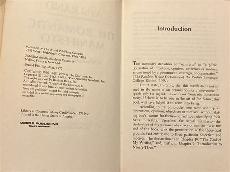 The Romantic Manifesto by Ayn Rand (1970) hardcover book