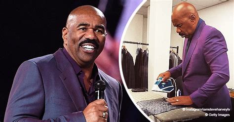 Steve Harvey Wears Purple Suit While Doing His Own Ironing in Video