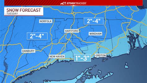 Accumulating snow moves into CT overnight and into the day Tuesday ...