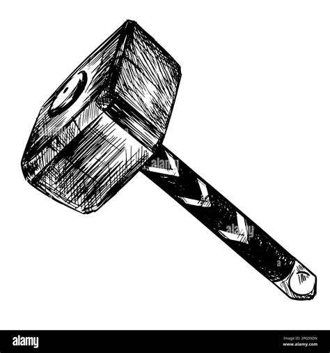 Martillo de Thor en estilo de boceto sobre un fondo blanco Imagen Vector de stock - Alamy