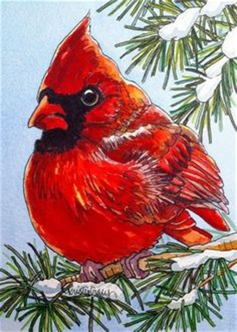 acrylic cardinal in snow painting - Clip Art Library