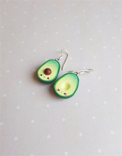 Mismatching Kawaii Avocado Earrings Miniature Food Jewelry | Etsy