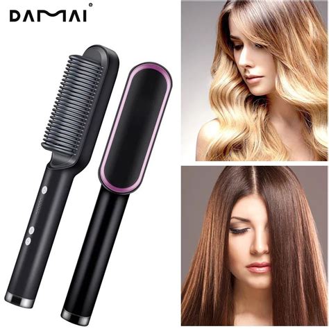 Hair Straightener comb Multifunctional electric heating iron brush hair ...