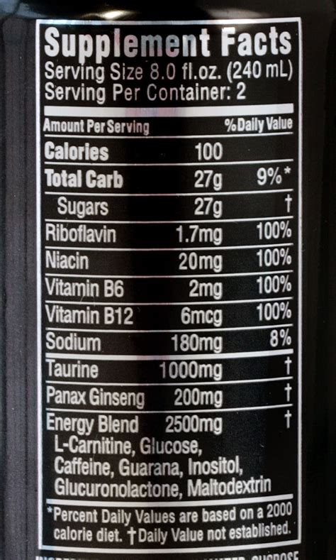 Monster Energy Drink Nutrition Facts Caffeine – Runners High Nutrition