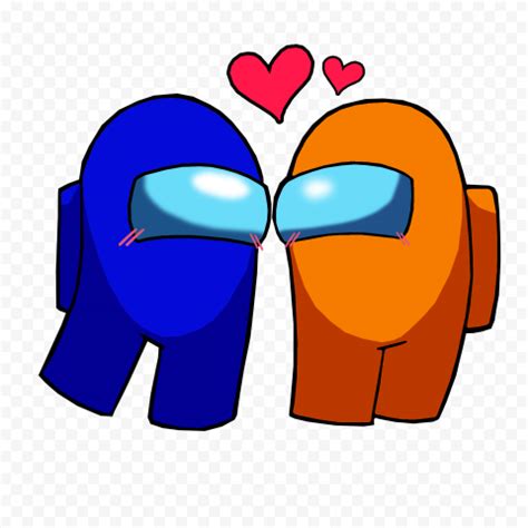 HD Among Us Blue Love Orange Characters Valentines Day PNG | Citypng