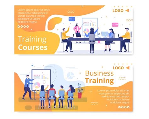 Premium Vector | Business Online Training, Seminar or Courses Banner Template Flat Illustration ...