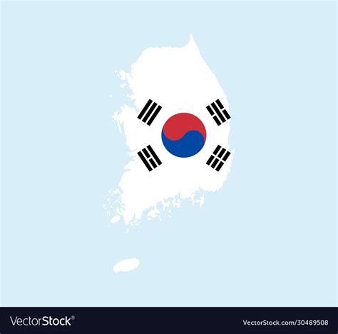 South korea map flag flat Royalty Free Vector Image