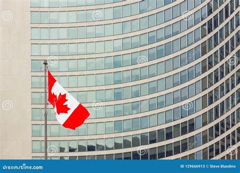 Canadian Flag Toronto City Hall Stock Image - Image of waving, building: 129666913