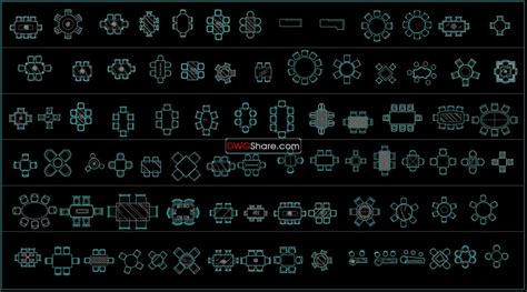 60.Dining Tables And Chairs in Plan Cad Blocks free download | Free Cad Blocks, download DWG ...