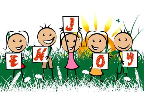 Kids Enjoy Indicates Childhood Joyful and Happiness Stock Illustration ...