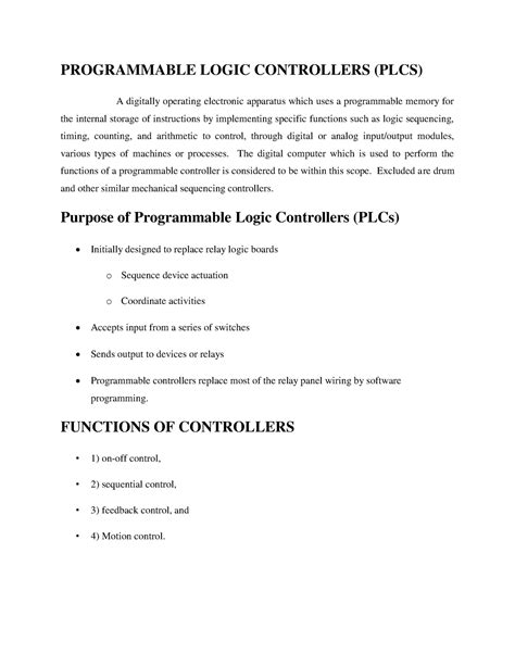 PLC System Design - PROGRAMMABLE LOGIC CONTROLLERS (PLCS) A digitally ...