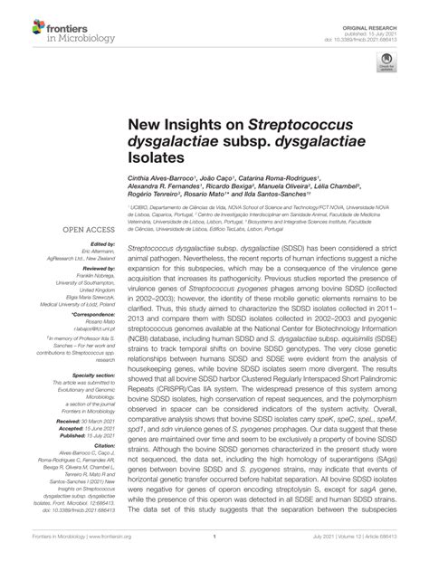 (PDF) New Insights on Streptococcus dysgalactiae subsp. dysgalactiae Isolates