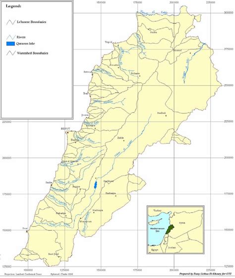 Major rivers and basins in Lebanon (Map no. 2.6 Source: National Center ...