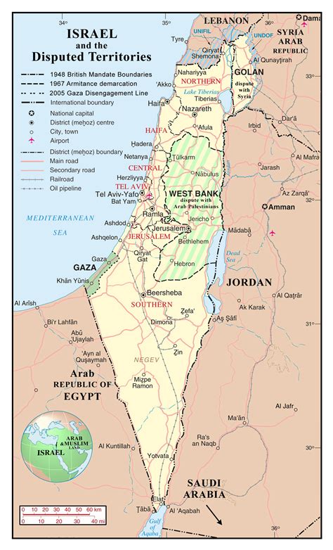 Large detailed political and administrative map of Israel with disputed ...