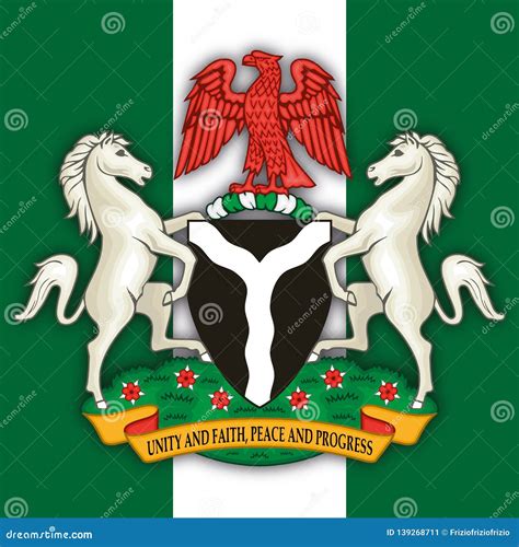 Nigeria Federal Republic Coat of Arms and Flag Stock Vector ...