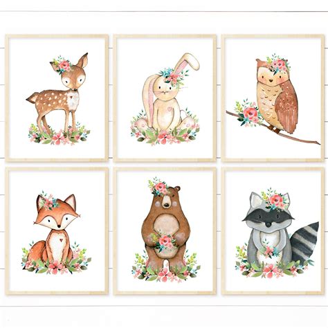 Woodland Animals Nursery Art. Woodland Nursery. Woodland Nursery Art. Woodland Baby Shower Decor ...