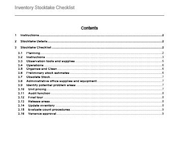 Checklist for Inventory Stocktake – GRCReady