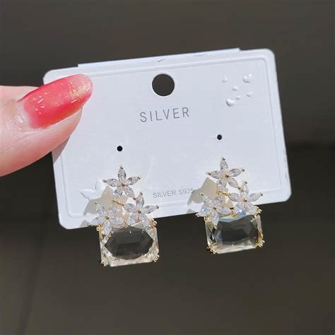 Buy Fashion Zircon Micro-set Star Earrings Atmospheric Wild Silver Needle Earrings Female ...