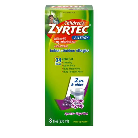 Zyrtec 24 Hr Children's Allergy Relief Syrup, Grape Flavor, 8 fl. oz ...