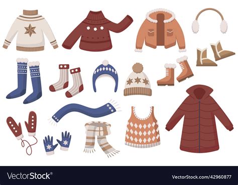 Warm woolen clothes set Royalty Free Vector Image