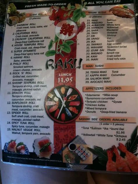 RAKU Sushi Menu, Menu for RAKU Sushi, West Sacramento, Sacramento ...