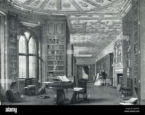 Windsor Castle, Royal Library Collection Interior England 19th Century Illustration Stock Photo ...