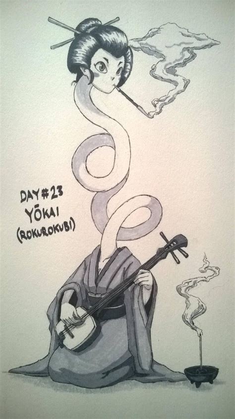 Inktober 2018 Day 23: Yokai (Rokurokubi) by TheGraffitiSoul | Japanese ...