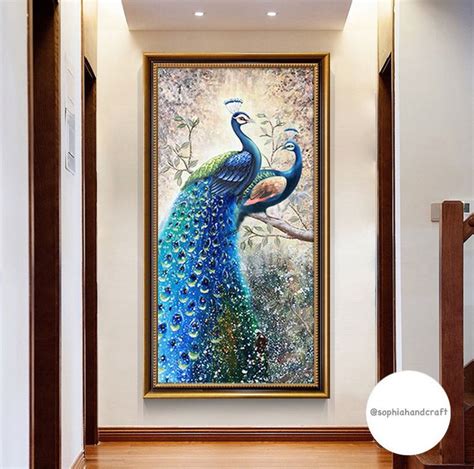 Peacock Oil Painting on Canvas Large 3D Texture Wall Art Wall Decor for ...