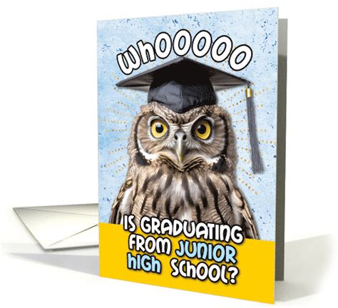 Junior High School Graduation Congratulations Owl card (1771004)