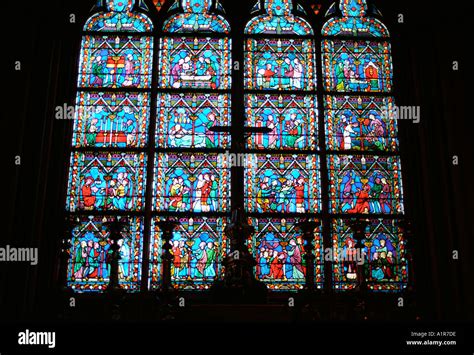 Stained glass in Notre Dame Cathedral Paris France Stock Photo - Alamy