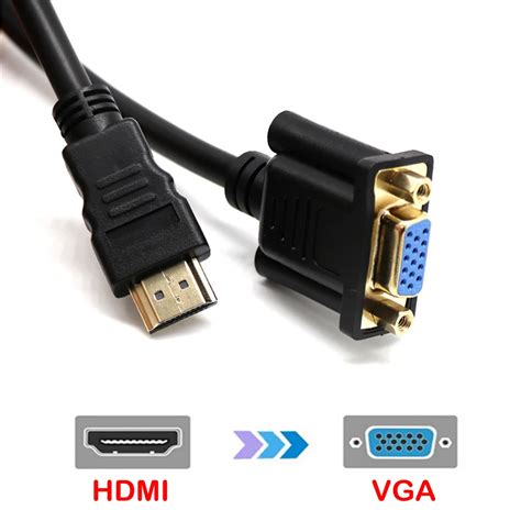 Gold Plated 30cm HDMI Male to VGA Female Adapter Cable HDMI to VGA D SUB 15 Pin Digital Audio ...