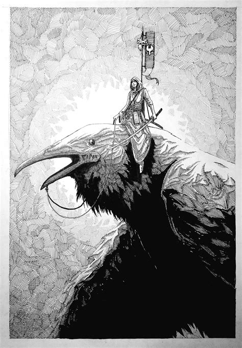 Dark Messenger, pen and ink, A3 : r/Art