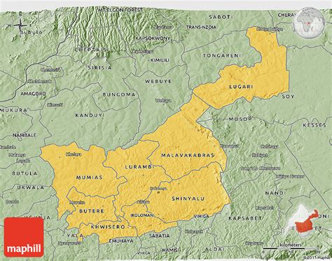 Savanna Style 3D Map of KAKAMEGA