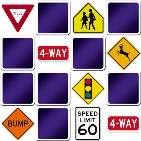 Play matching game for adults - Road signs - Online & Free | Memozor