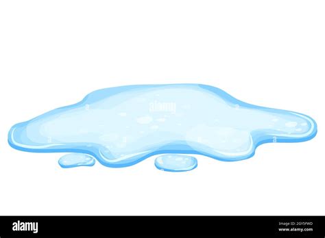 Water puddle in cartoon style isolated on white background. Spill, lake or liquid. Design ...