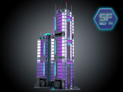 Sci Fi cyberpunk Building HD 3D Model $99 - .obj .fbx .unknown .max - Free3D