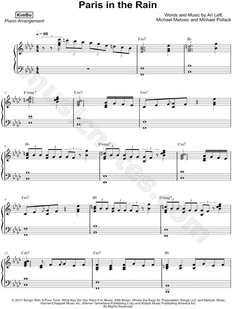 KimBo "Paris in the Rain" Sheet Music (Piano Solo) in F Minor ...