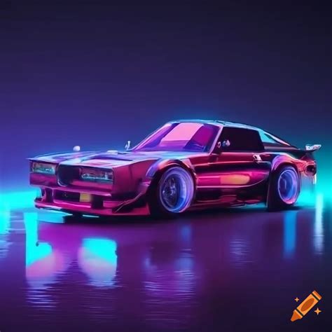 8k render of a vintage sports car with neon lights on Craiyon