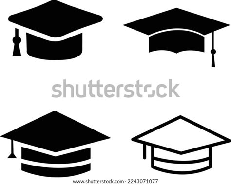 Graduation Student Black Cap Silhouette Icon Stock Vector (Royalty Free ...