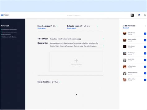 Web application create a task by Mila Shovkoplias on Dribbble