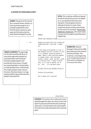 Script analysis a history of paper radio | PDF