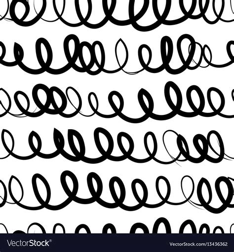 Abstract doodle curly lines seamless pattern Vector Image