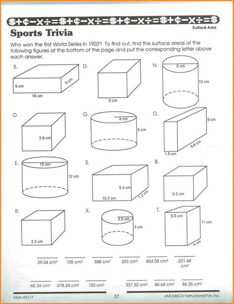 Finding Surface Area Worksheets