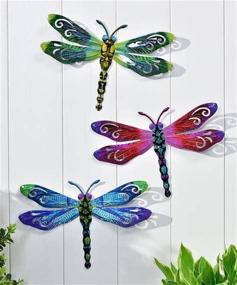 3 Metal Dragonflies Garden Wall Home Decor | Dragonfly wall art, Dragonfly yard art, Dragonfly ...