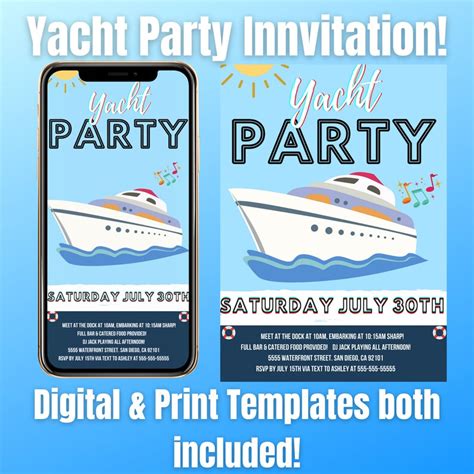 Yacht Party, Boat Party, Yacht Invitation, Yacht, Yacht Birthday, Nautical Party, Boat ...