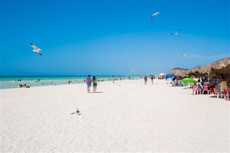 Tourists and Locals at the Beautiful Beach of Sisal in Yucatan, Mexico ...